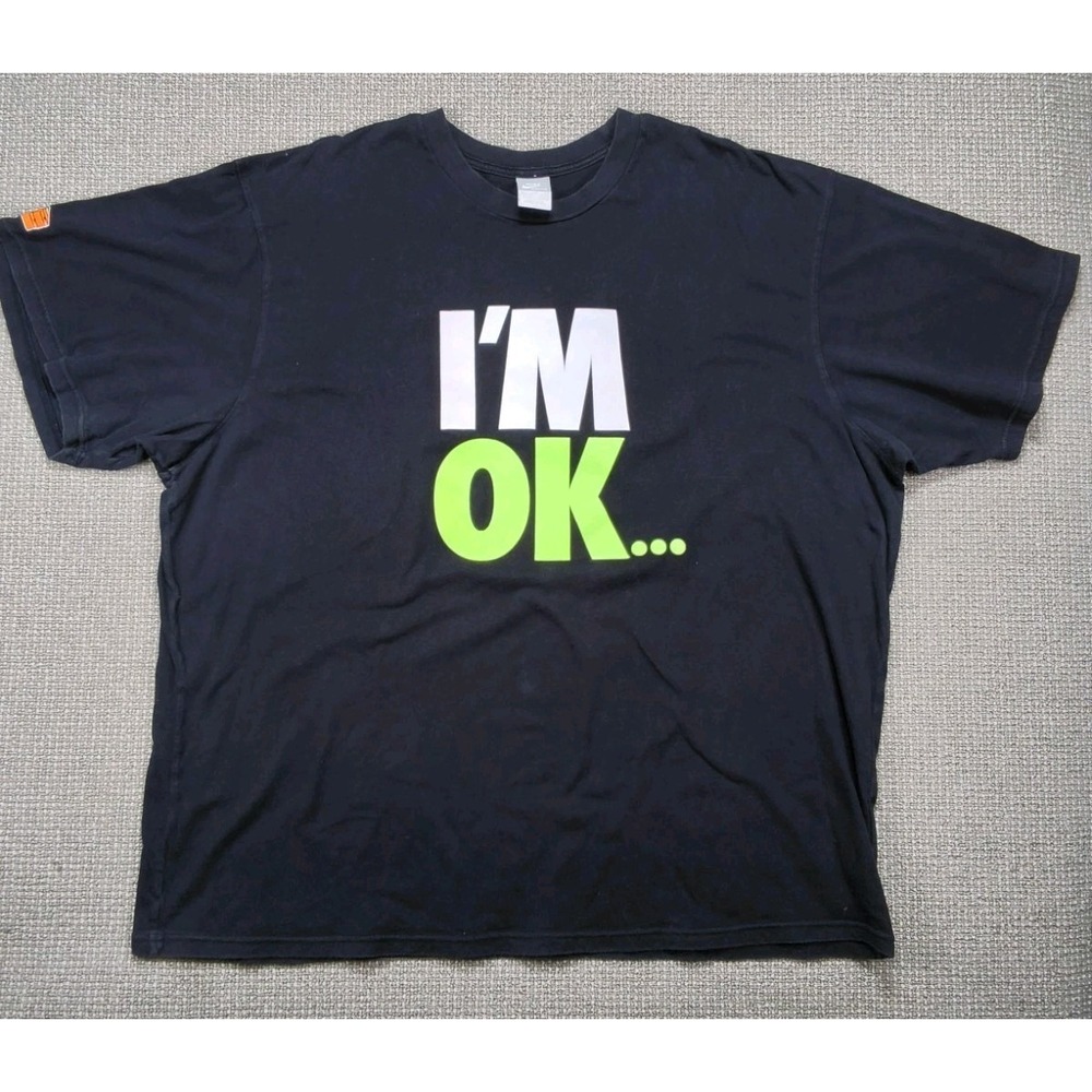 Nike Sportswear Mens 3XL I'M OK Novelty Graphic T-Shirt Black Loose Fit Tee